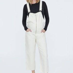 Zara Woman White/Cream Denim Dungaree